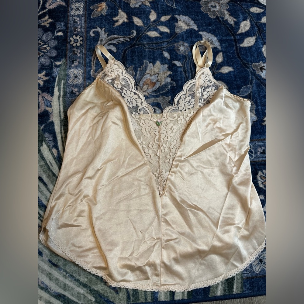 Vintage Cream Lace Satin Camisole